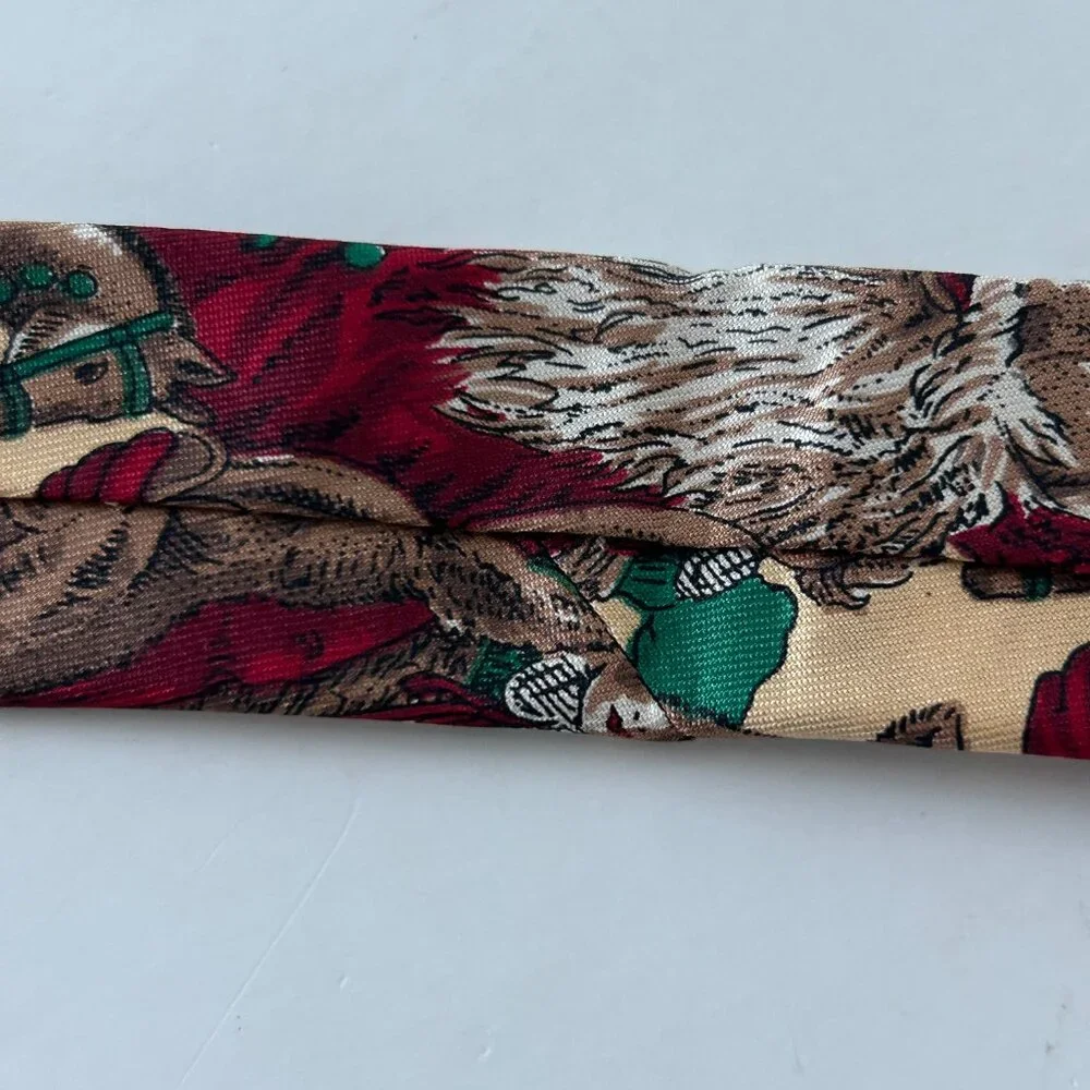 Robert Talbott Nordstrom Mens Hand Sewn Silk Neck Tie Santa Christmas USA Long